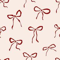 Hand drawn charming red bows pattern vector