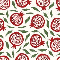 Hand drawn pomegranate seamless pattern. Tropical sweet fruit drawing. Print for digital paper, wrapping, textile, fabric. vector