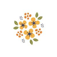 Simple abstract flower drawing. Modern floral art illustration. Hand drawn tropical botanical design for print, postcard, invitation. Summer flower market advertising template. vector