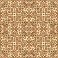 Seamless pattern featuring an ornate, repeating geometric design in cream and brown. vector