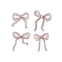 Hand drawn charming ribbon bows set vector
