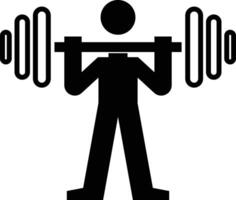 Simple Black and White Icon of a Person Lifting Weights vector
