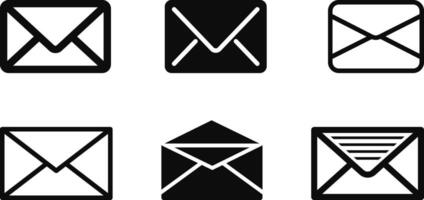 Six Simple Email Envelope Icons in Various Styles vector