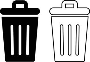 Two simple trash can icons are shown side by side vector