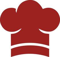 A simple, solid red chef's hat icon against a white background. vector