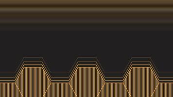 Gold linear hexagon shapes, elegant minimal design, luxury template, stylish abstract art, dark theme vector