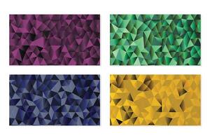 Polygon mosaic collection, trendy low poly patterns, digital wallpaper set, stylish abstract backgrounds vector