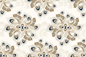 Damask Ikat floral seamless pattern on white background,hand drawn seamless pattern vector