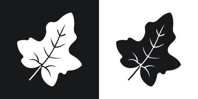 Stylized leaf graphic in two contrasting color schemes for decorative and design applications vector