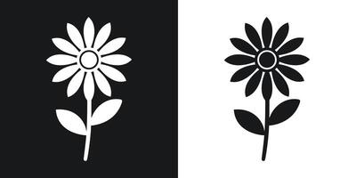 Simple daisy flower graphic with black and white silhouettes for floral design elements vector