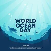 World Ocean Day design with a beautiful ocean inside vector