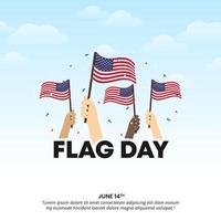 United States Flag Day design with hands and flags vector