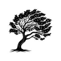 Stylized Silhouette of a Tree in the Wind on White Background vector