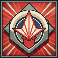 Retro Geometric Emblem with Starburst and Arrow Motif vector