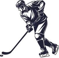 Ice hockey player in action dynamic monochrome illustration vector