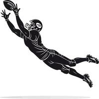 American football player making a diving catch vector