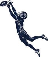 American football player making a dynamic catch vector