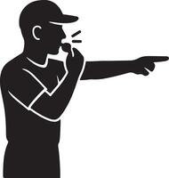 Referee blowing whistle and pointing vector