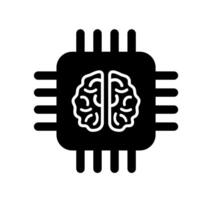 Brain Chip Illustration. Simple AI Icon. Minimalist Design for Artificial Intelligence. Isolated Illustration. vector