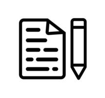 Document and Pencil Illustration. Simple Report Icon. Minimalist Design for Form or Writing. vector