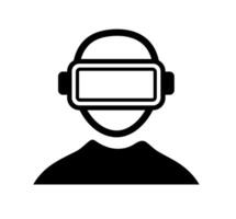 Person with VR Headset Illustration. Simple Virtual Reality Icon. Minimalist Design for Digital Experience. Isolated Illustration. vector