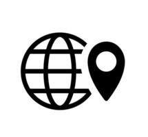Globe with Location Pin Illustration. Simple Global Positioning Icon. Minimalist Design for World Map or Travel. Isolated Illustration. vector