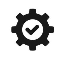 Gear with Checkmark Illustration. Simple Process Optimization Icon. Minimalist Design for Efficiency. Isolated Illustration. vector