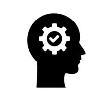 Head with Gear Illustration. Simple Mind Icon. Minimalist Design for Thinking or Process. Isolated Illustration. vector