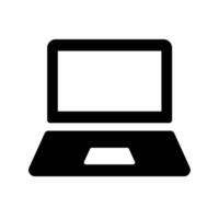 Laptop computer illustration. A solid black graphic symbolizing technology, digital work, online learning, and modern computing. vector