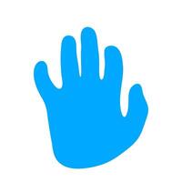Open hand gesture design. A solid blue, minimalist graphic with a clear, inviting form, conveying generosity or presentation. vector