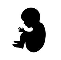 Fetus embryo silhouette design. A solid black graphic with curved, organic forms, symbolizing pregnancy and early human development. vector