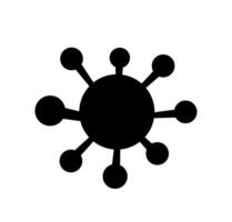 Abstract black molecule symbol. A solid black, abstract graphic resembling a molecule or virus, representing scientific research or cellular structures. vector