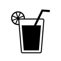 Outline drink glass icon. A minimalist graphic with a straw, symbolizing beverages, refreshments, and liquid drinks. vector