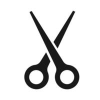 Scissors tool icon. A solid black graphic symbolizing cutting, stationery, crafting, office work, and precise trimming. vector