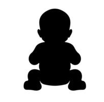Sitting baby silhouette design. A solid black icon with rounded, organic forms, capturing infant posture in a minimalist and clean graphic style. vector