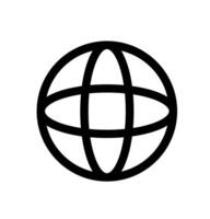 Globe grid earth icon. black outlined graphic symbolizing world maps, geography, and global connection. vector
