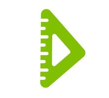 Green set square ruler. A stylized graphic of a green set square or triangle ruler with white markings, symbolizing geometry, drafting, or measurement. vector