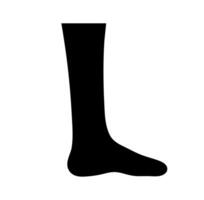 Human leg foot silhouette design. A solid black graphic with simple, anatomical forms, symbolizing movement and basic human anatomy. vector