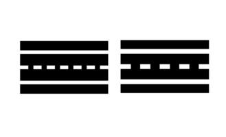 Divided highway road icon. A solid black graphic symbolizing major transportation routes, infrastructure, and controlled access travel. vector