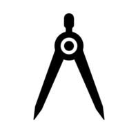 Drafting compass icon. A solid black graphic representing precise drawing, geometry, technical design, and architectural planning tools. vector