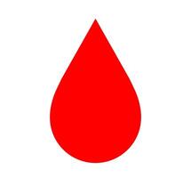 Blood drop vibrant red. A solid red, teardrop-shaped graphic representing blood, donation, medical testing, and vital health. vector