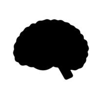 Full brain silhouette. A solid black, minimalist silhouette of the complete human brain, signifying consciousness and complex thought processes. vector