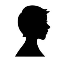 Child head silhouette design. A minimalist, solid black profile icon with smooth lines, conveying simplicity and modern graphic identity. vector