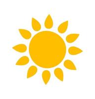 Yellow sun weather icon A vibrant graphic with pointed rays, symbolizing warmth, daylight, and energy. vector