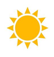 Yellow sun weather icon. A vibrant graphic with pointed rays, symbolizing warmth, daylight, and energy. vector