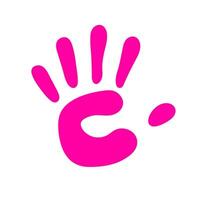 Handprint abstract design. A solid pink graphic with a stylized, irregular form, conveying a unique human mark in a modern aesthetic. vector