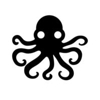 Octopus marine animal icon. A black silhouette symbolizing ocean life, intelligence, and unique creatures. vector
