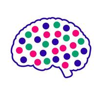 Abstract brain neural network. A vibrant, colorful graphic of a brain with dotted connections, symbolizing neuroscience, thought, and cognitive processes. vector