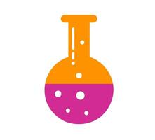 Stylized orange and pink laboratory flask. A minimalist graphic of an orange laboratory flask with pink liquid, symbolizing science, chemistry, or experimentation. vector
