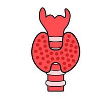 Stylized red thyroid gland outline. A solid red, stylized graphic of the thyroid gland with a clean outline, representing endocrine function and anatomy. vector